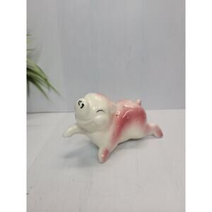 Vintage Pink Pig Toothpick Holder, Appetizer Hors D'oeuvre Server Ceramic